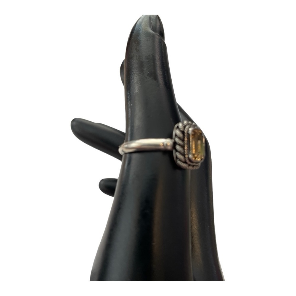 Sterling Silver Citrine Rectangle Ring - image 3
